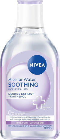 Soothing Micellar Water for Sensitive Skin (400Ml), Gentle Makeup Remover for Sensitive Skin, Micellar Cleanser with Licorice Extract and Panthenol