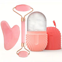 Ice Face Roller Set with Gua Sha – Silicone Facial Massage Kit