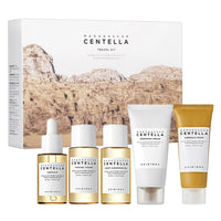 Centella Travel Kit, Korean Skin Care Set of 5, Travel Size | a Travel Size Skincare Gift Set with Toner, Serum, Oil Cleanser, Face Wash, and Moisturizer, Made with Madagascar Centella