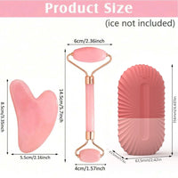 Ice Face Roller Set with Gua Sha – Silicone Facial Massage Kit